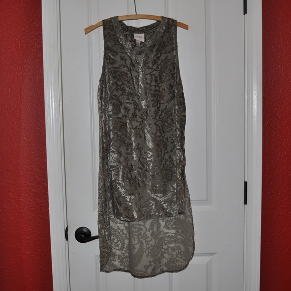 New KNOX ROSE Olive Velvet Burnout Tunic Top [E2] - Picture 4 of 8